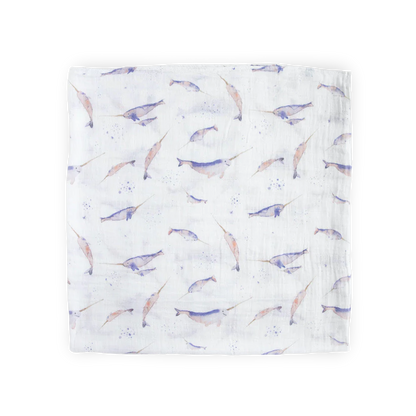 Cotton Muslin Swaddle Blanket - Narwhal