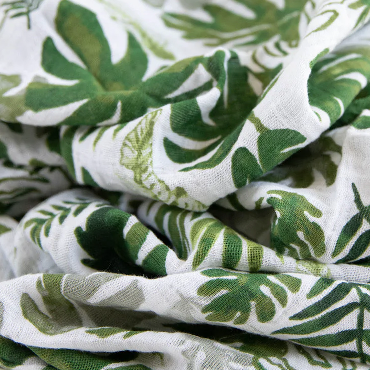 Cotton Muslin Swaddle Blanket - Tropical Leaf