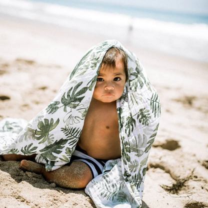 Cotton Muslin Swaddle Blanket - Tropical Leaf