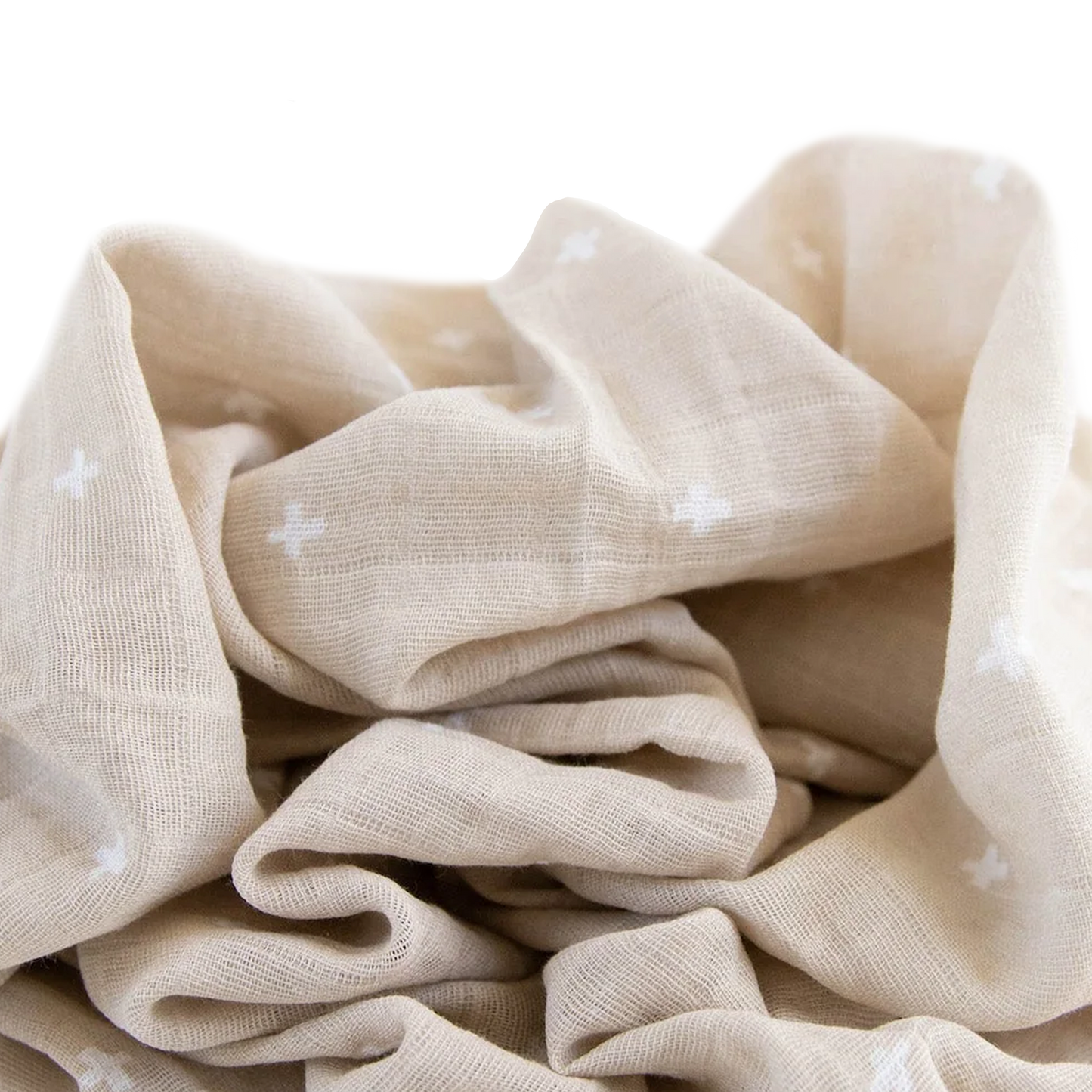 Cotton Muslin Swaddle Blanket - Taupe Cross