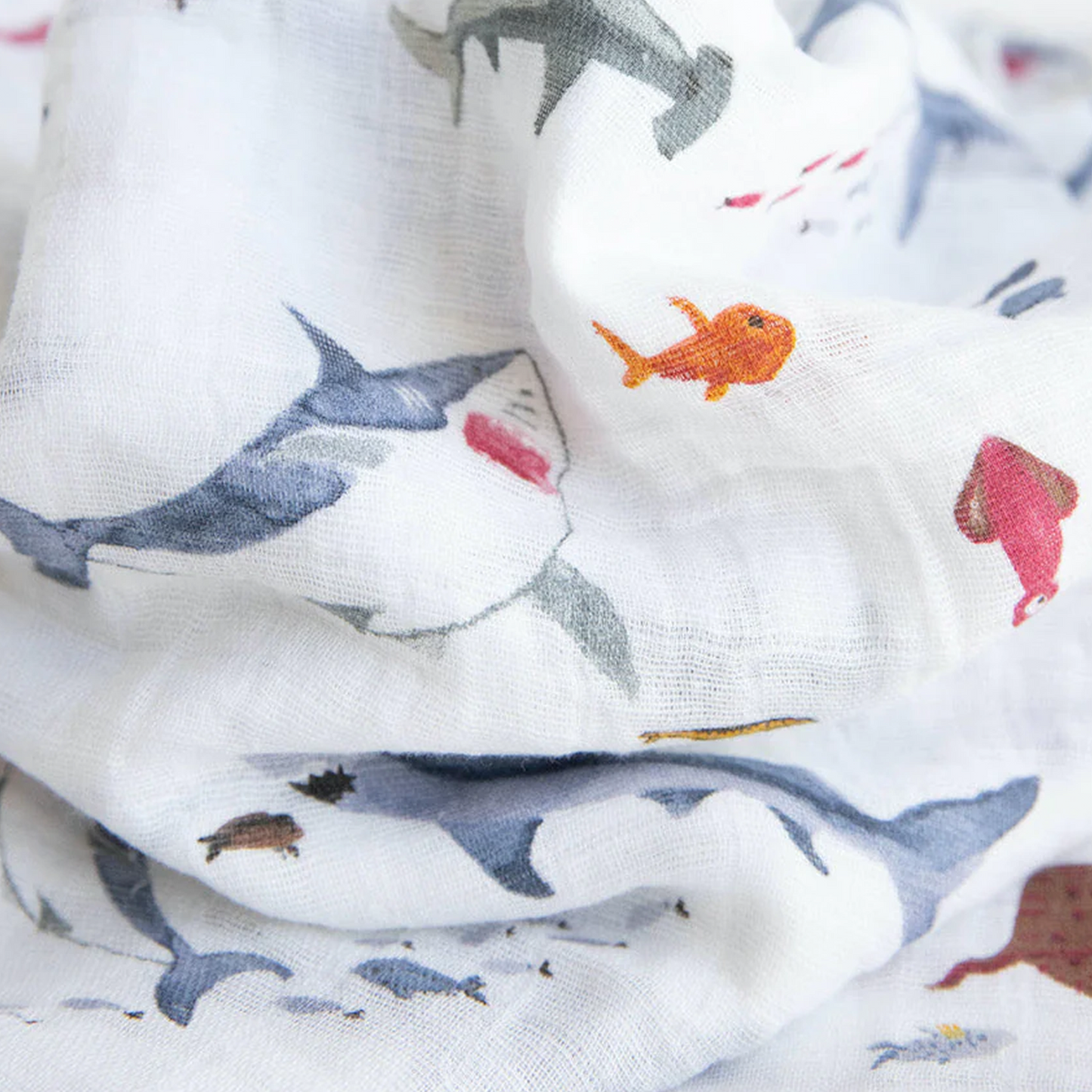 Cotton Muslin Swaddle Blanket - Shark