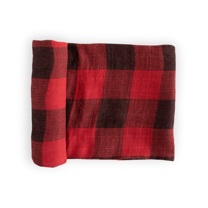 Cotton Muslin Swaddle Blanket - Red Plaid