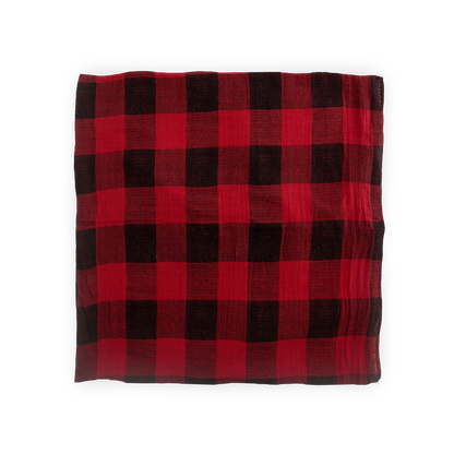 Cotton Muslin Swaddle Blanket - Red Plaid