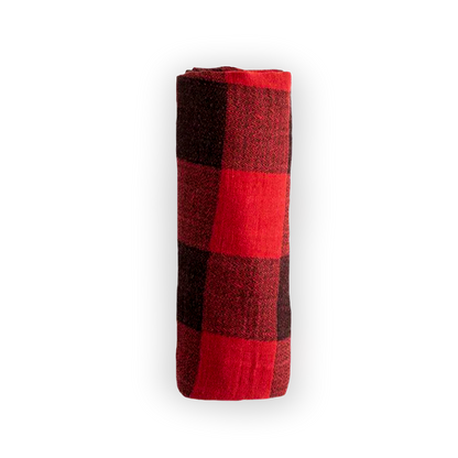 Cotton Muslin Swaddle Blanket - Red Plaid