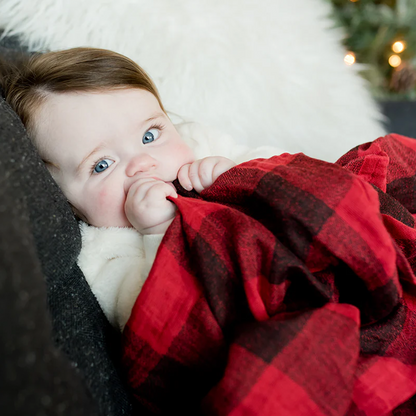 Cotton Muslin Swaddle Blanket - Red Plaid