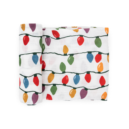 Cotton Muslin Swaddle Blanket - Christmas Bulbs