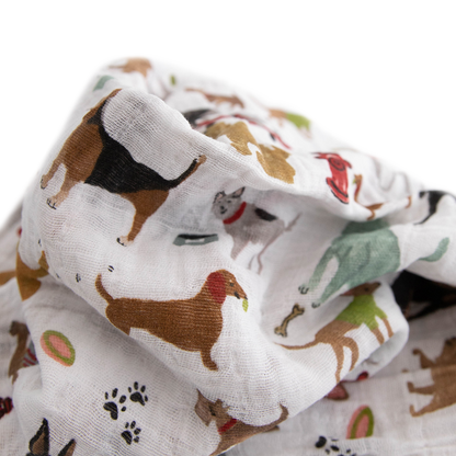 Cotton Muslin Swaddle Blanket - Woof