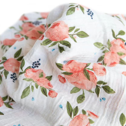 Cotton Muslin Swaddle Blanket - Watercolor Roses