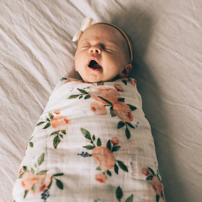 Cotton Muslin Swaddle Blanket - Watercolor Roses