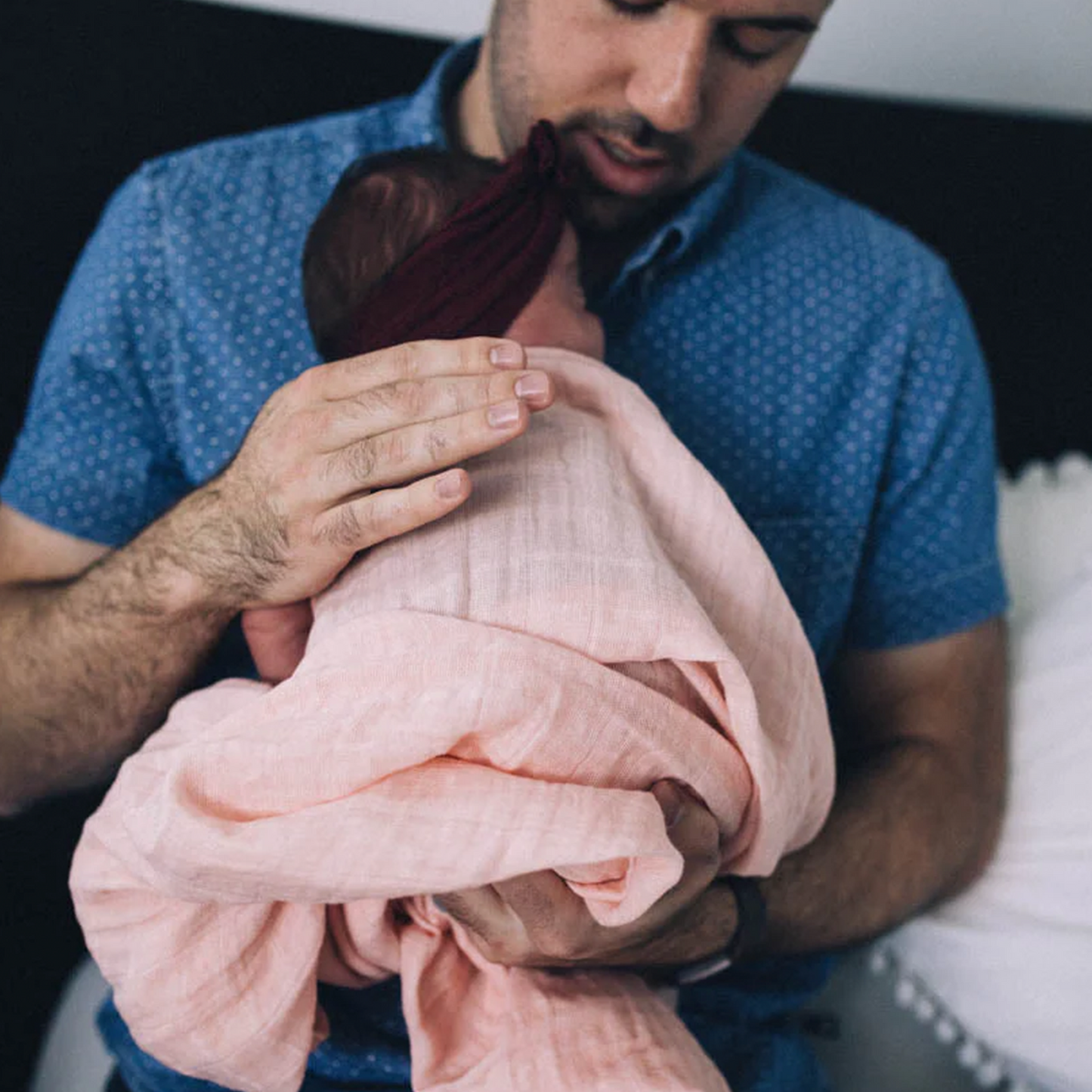 Cotton Muslin Swaddle Blanket - Rose Petal