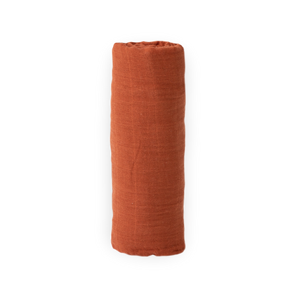 Cotton Muslin Swaddle Blanket - Rust