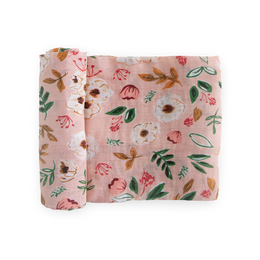 Cotton Muslin Swaddle Blanket - Vintage Floral