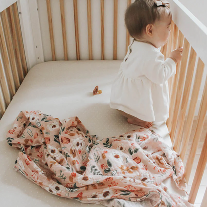 Cotton Muslin Swaddle Blanket - Vintage Floral