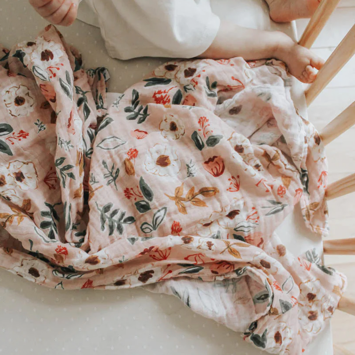 Cotton Muslin Swaddle Blanket - Vintage Floral