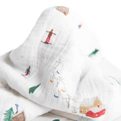 Cotton Muslin Swaddle Blanket - Powder Party