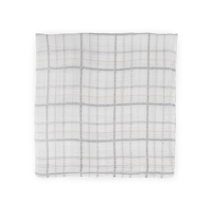 Cotton Muslin Swaddle Blanket - Grey Plaid