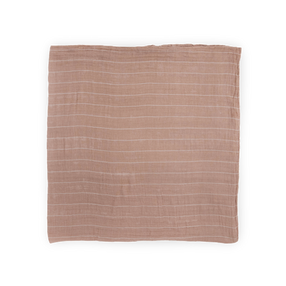 Cotton Muslin Swaddle Blanket - Mauve Stripe