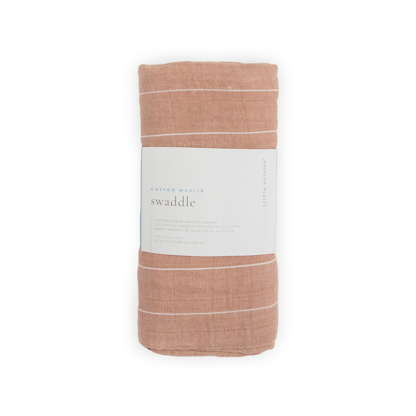 Cotton Muslin Swaddle Blanket - Mauve Stripe