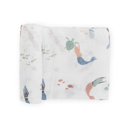 Cotton Muslin Swaddle Blanket - Mermaids