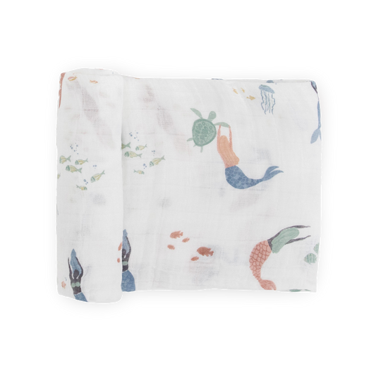 Cotton Muslin Swaddle Blanket - Mermaids