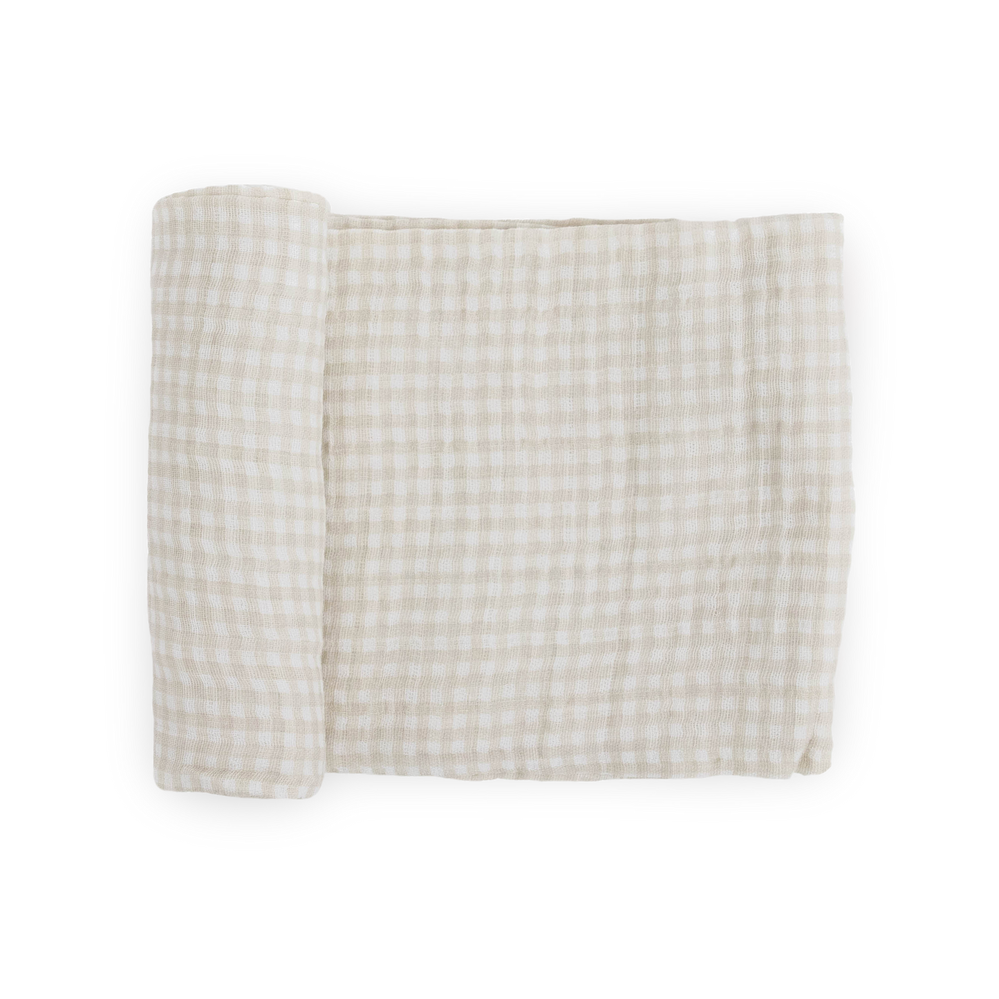 Cotton Muslin Swaddle Blanket - Tan Gingham