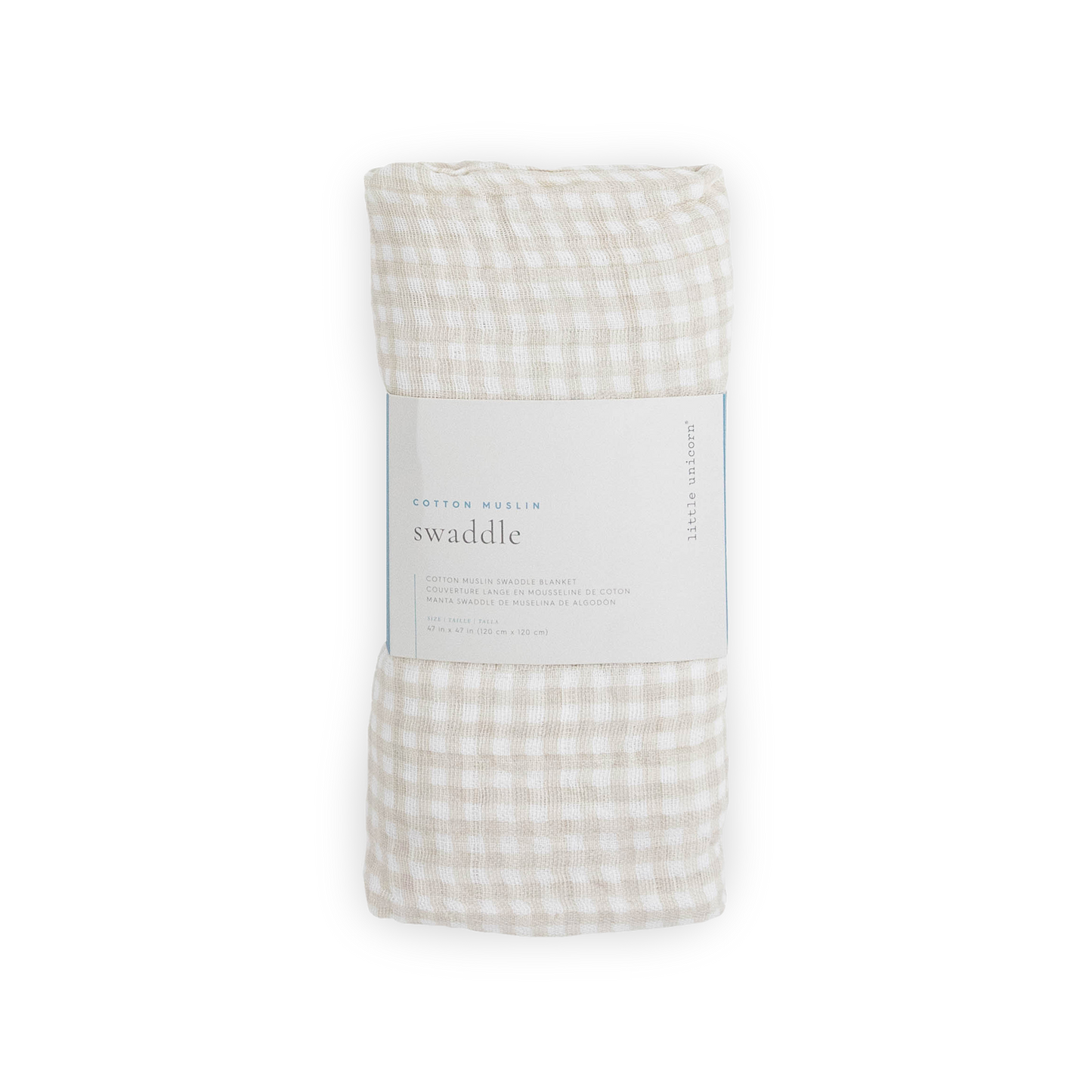 Cotton Muslin Swaddle Blanket - Tan Gingham