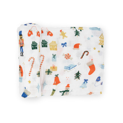 Cotton Muslin Swaddle Blanket - Christmas Time