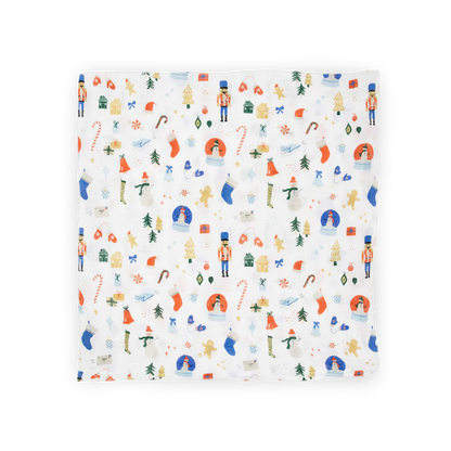 Cotton Muslin Swaddle Blanket - Christmas Time