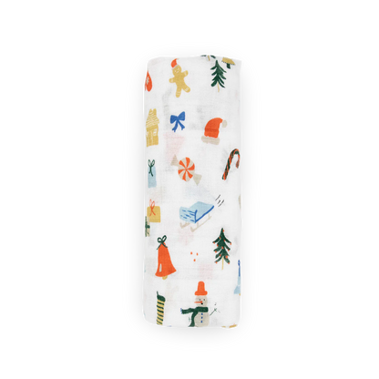 Cotton Muslin Swaddle Blanket - Christmas Time