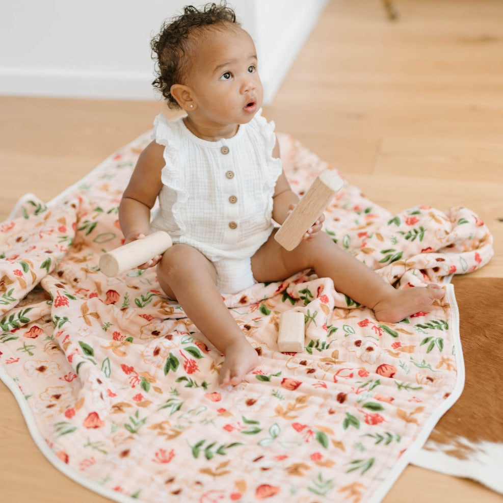 Original Cotton Muslin Quilt - Vintage Floral