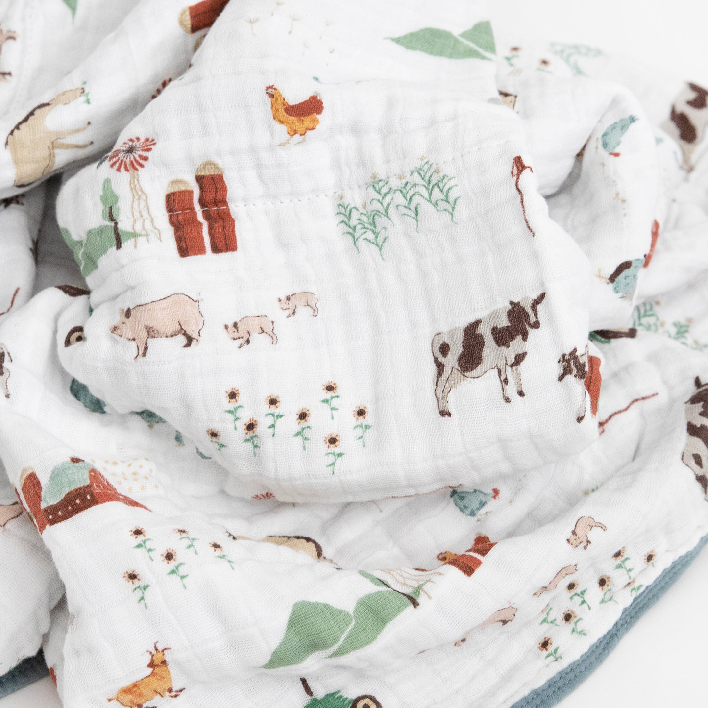 Original Cotton Muslin Quilt - Farmyard