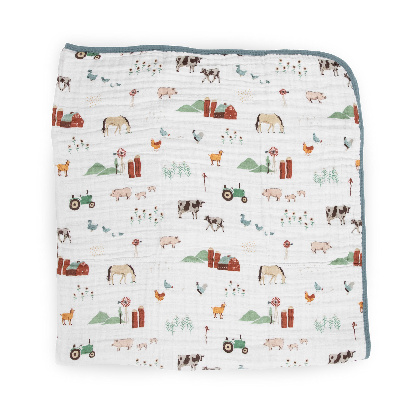 Original Cotton Muslin Quilt - Farmyard