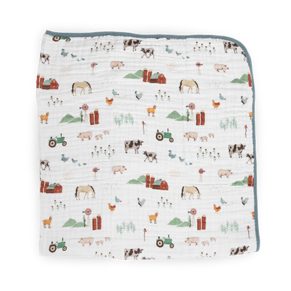 Original Cotton Muslin Quilt - Farmyard