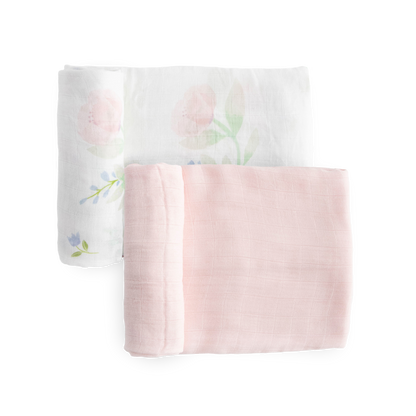 Deluxe Muslin Swaddle Blanket 2 Pack - Blush Peony