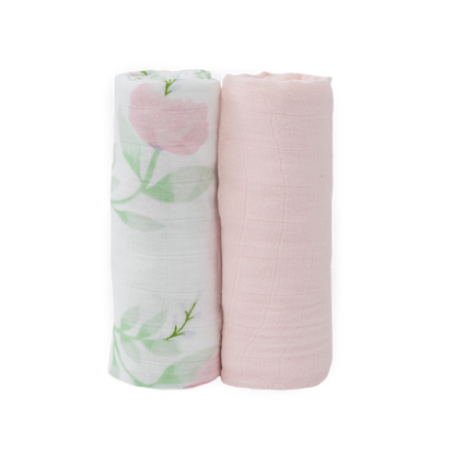 Deluxe Muslin Swaddle Blanket 2 Pack - Blush Peony