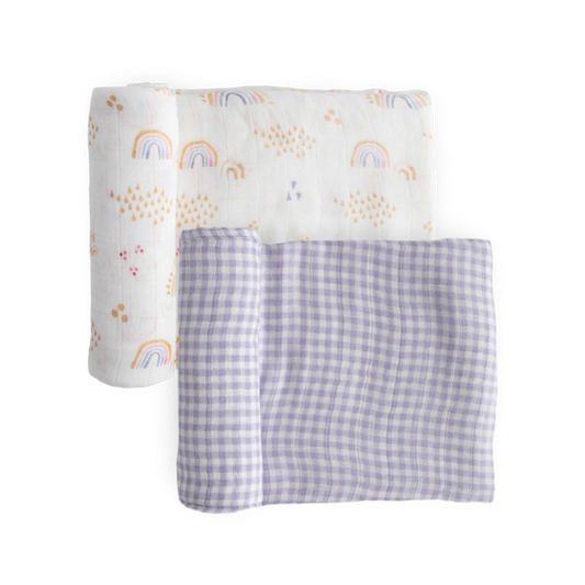 Deluxe Muslin Swaddle Blanket 2 Pack - Rainbow Gingham