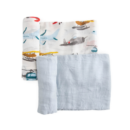 Deluxe Muslin Swaddle Blanket 2 Pack - Air Show