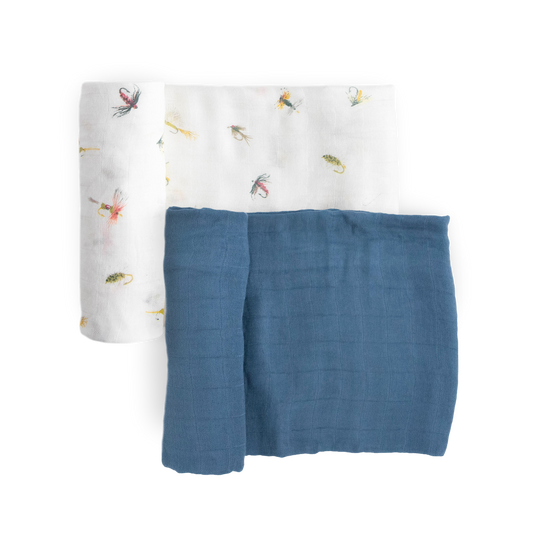 Deluxe Muslin Swaddle Blanket 2 Pack - Gone Fishing 2