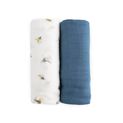 Deluxe Muslin Swaddle Blanket 2 Pack - Gone Fishing 2