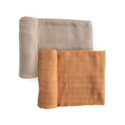 Deluxe Muslin Swaddle Blanket 2 Pack - Caramel