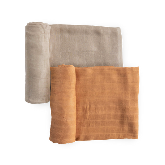 Deluxe Muslin Swaddle Blanket 2 Pack - Caramel