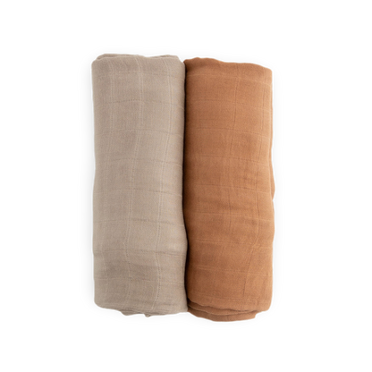 Deluxe Muslin Swaddle Blanket 2 Pack - Caramel