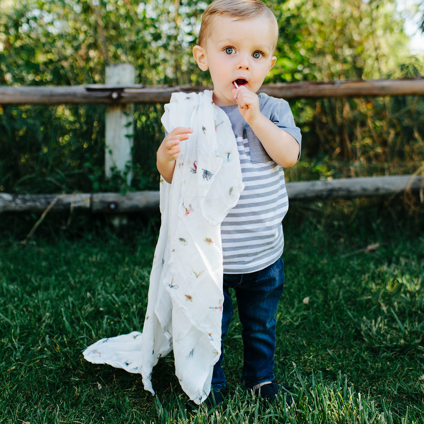 Deluxe Muslin Swaddle Blanket - Gone Fishing