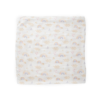 Deluxe Muslin Swaddle Blanket - Rainbows & Raindrops