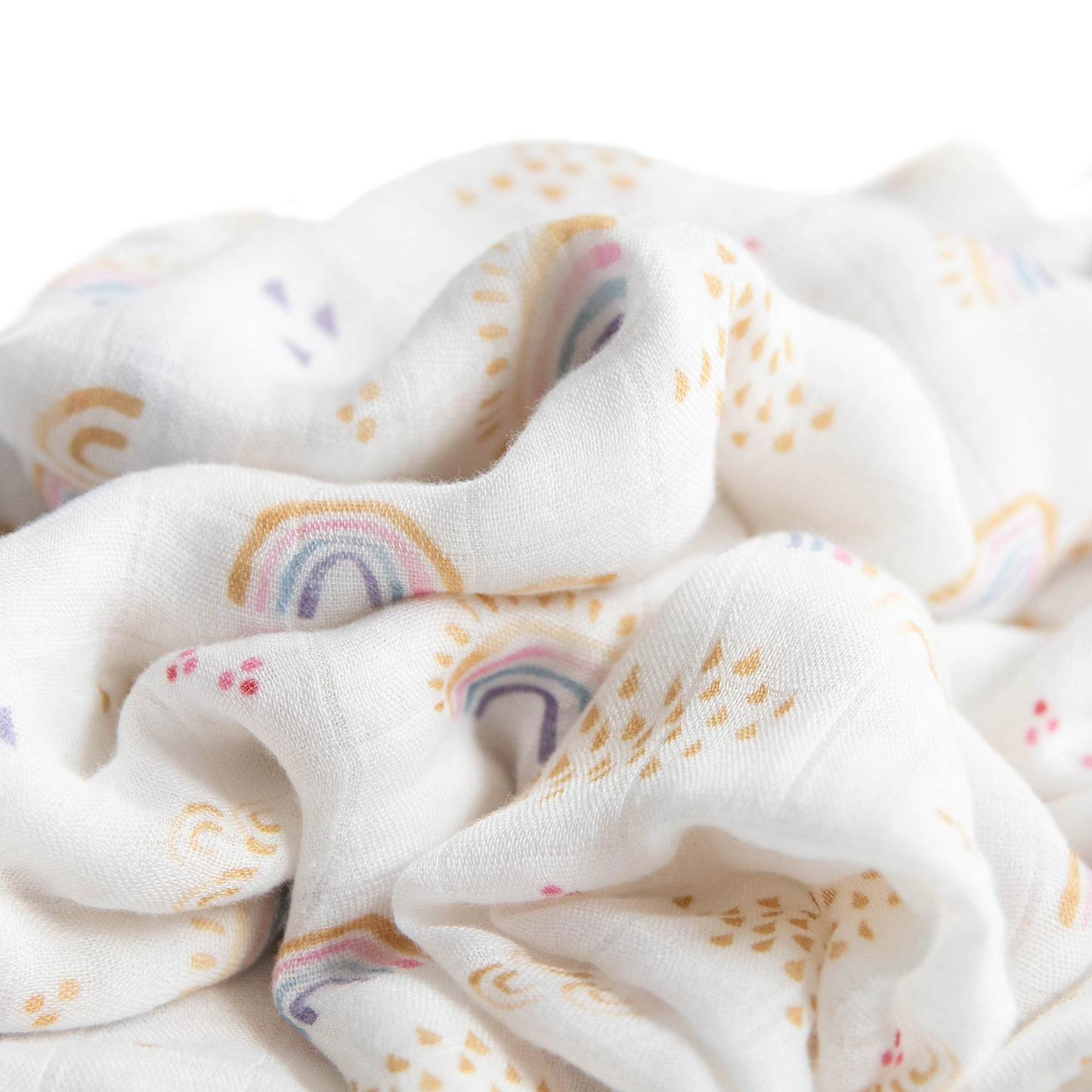 Deluxe Muslin Swaddle Blanket - Rainbows & Raindrops