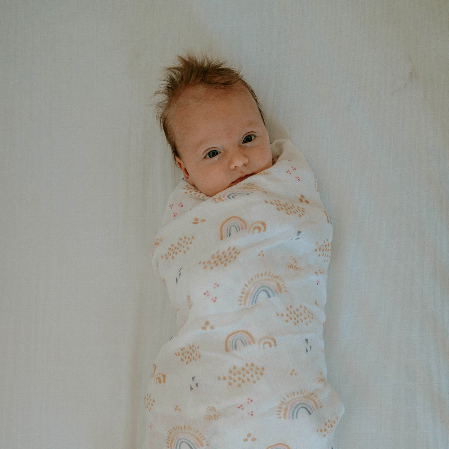 Deluxe Muslin Swaddle Blanket - Rainbows & Raindrops