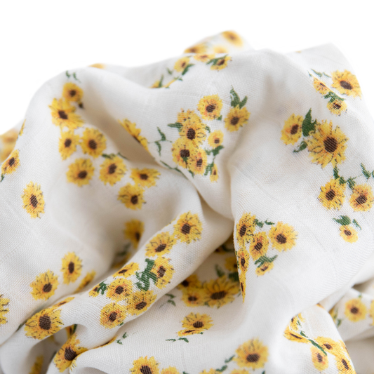 Deluxe Muslin Swaddle Blanket - Ditsy Sunflower