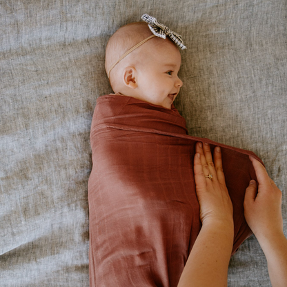 Deluxe Muslin Swaddle Blanket - Dusty Maroon