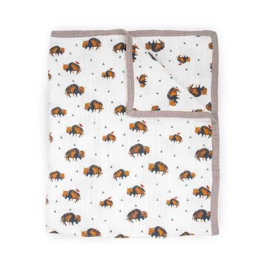 Cotton Muslin Quilted Throw - Bison