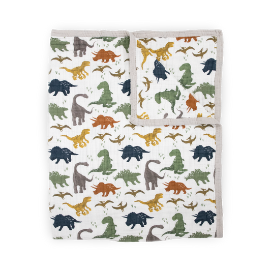 Cotton Muslin Quilted Throw - Dino Friends